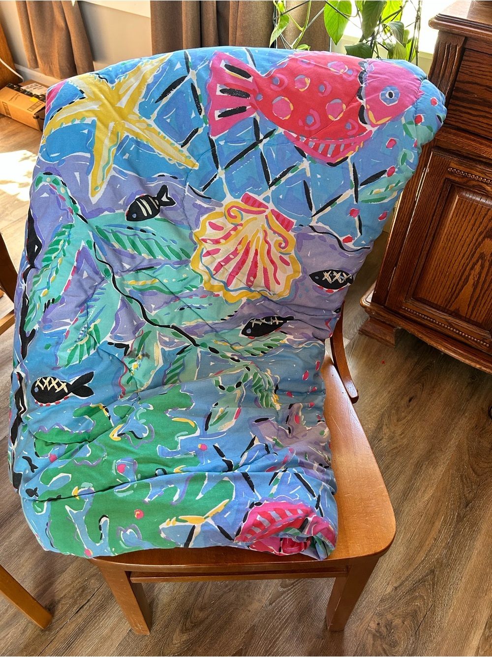Vintage Colorful Tropical Fish Print twin comforter